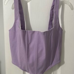 Dynamite Square neck Corset Crop – Lavender Purple, Back-Zip Boned Top